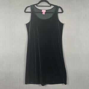 Cassini Dress Womens Large Green Velvet Sleeveless Tank Slip Midi 90s Minimalist